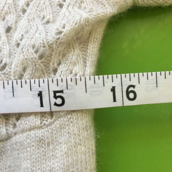 BCBGMAXAZRIA Dress Womens Sz M Beige Angora Wool Knit Long Sleeve Sweater - Picture 9 of 10